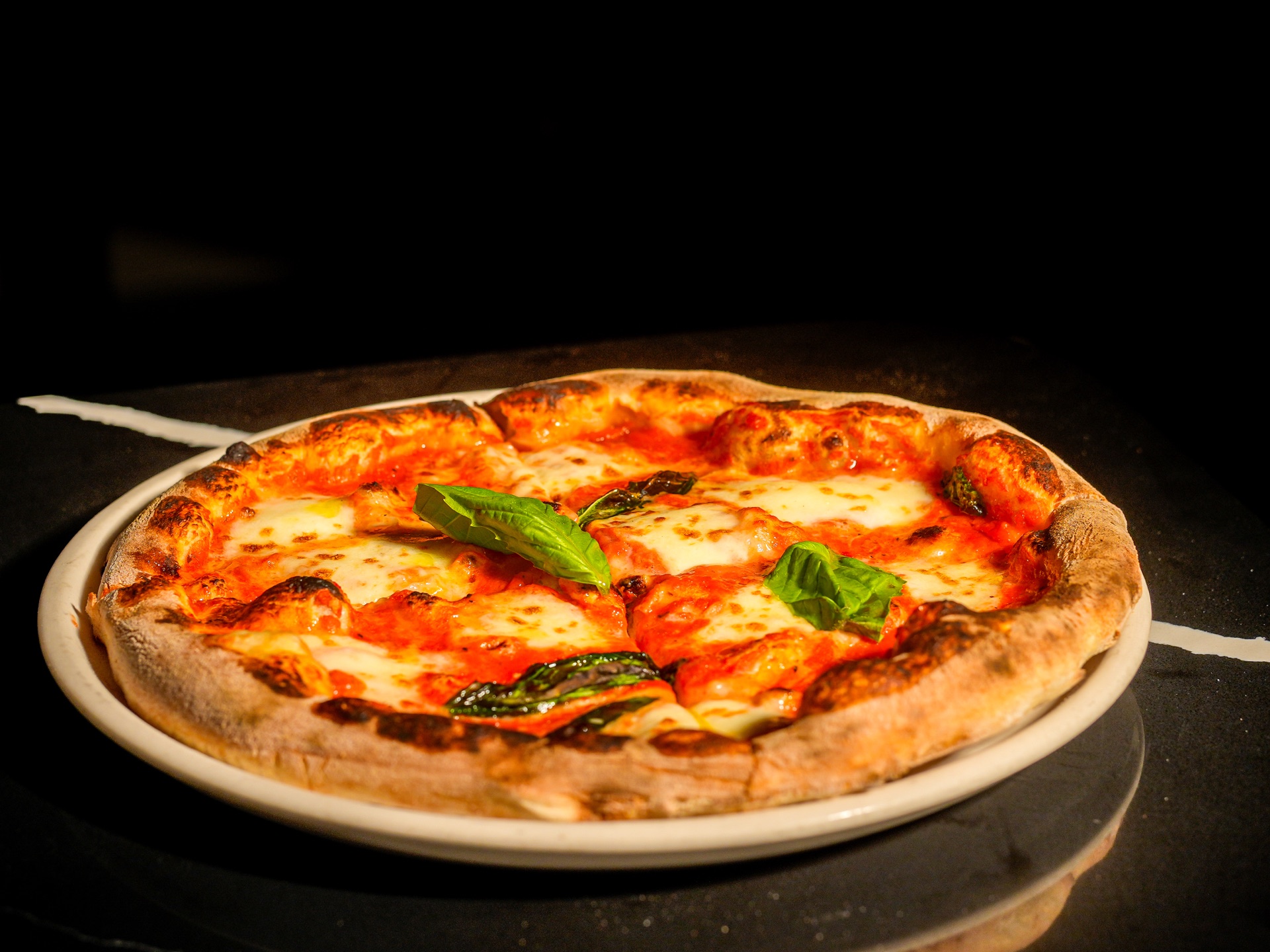 Wood-fired pizza at Marcello's Restaurant in Pelham, NY