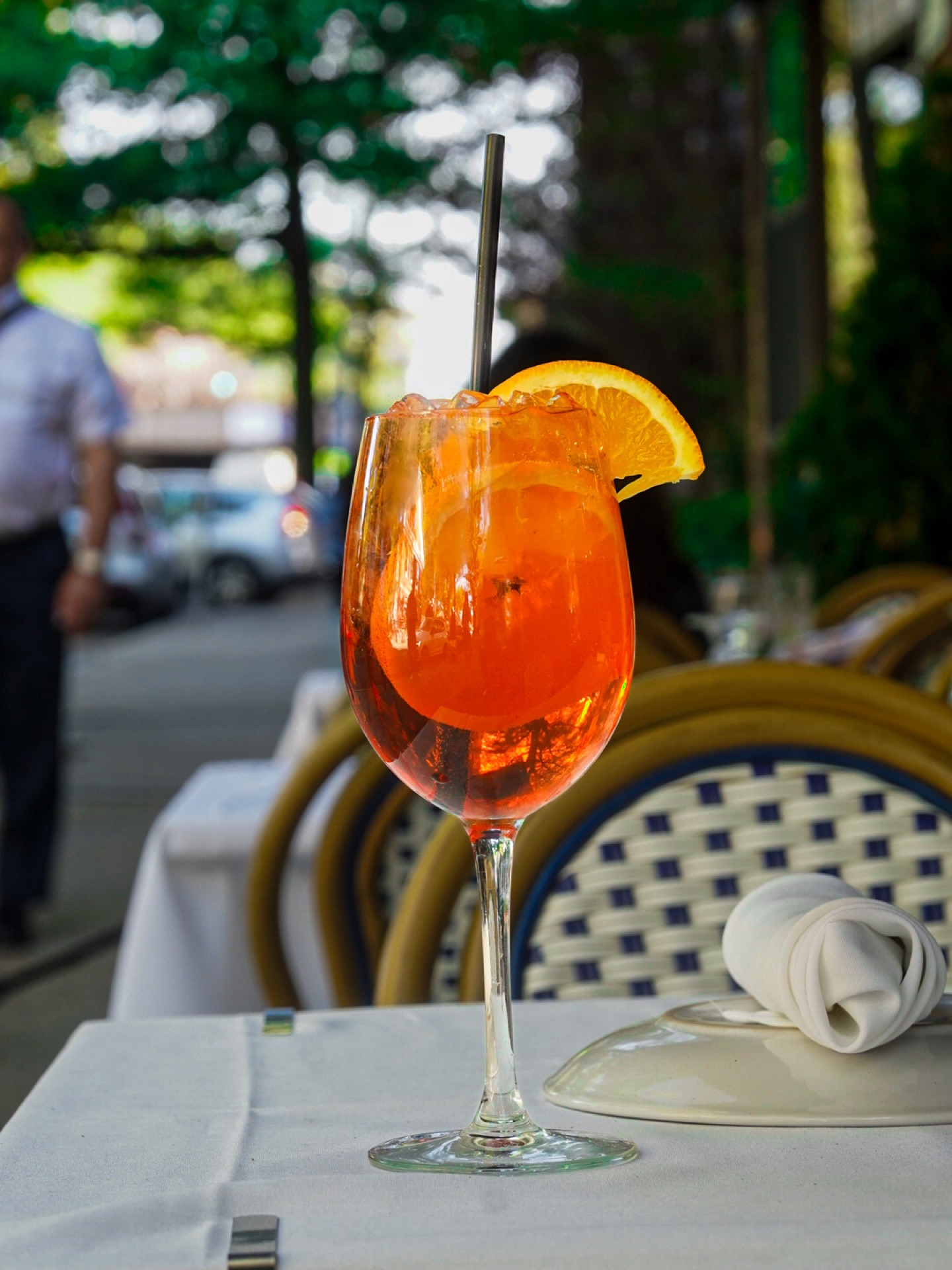 Outdoor seating at Marcello's Restaurant in Pelham, NY